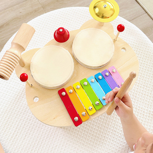 Juego de tambor de madera para bebé, instrumento Musical, juguetes de percusión, xilófono de 8 tonos, Piano, parroquia, aprendizaje preescolar, ritmo, juguete educativo - Product Image 4