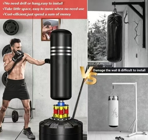 <span class=keywords><strong>Sac</strong></span> <span class=keywords><strong>de</strong></span> <span class=keywords><strong>frappe</strong></span> <span class=keywords><strong>de</strong></span> boxe autoportant haute densité antichoc réglable pour entraînement à domicile - Product Image 4