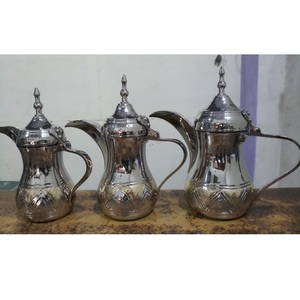 Modern Style Indian Metal Brass <b>Copper</b> Coffee Pot Dallah with Embossed Gold Finish Latest Home and Restaurant Use Souvenir - Product Image 2