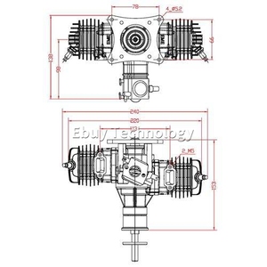 <span class=keywords><strong>EME</strong></span> 70CC 7000RPM Twin Cylinder Two Stroke Side Escape Natural Refrigerado por aire Motor de gasolina de ala fija para RC Airplane Drone EVTOL - Product Image 5