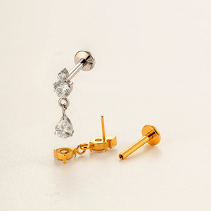 WT Titanio 16G/18G Piercing Labret sin Rosca con Colgante de Circonita para Cartílago, Venta al por Mayor de Piercings para Hélice y Tragus - Product Image 2