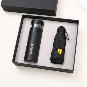 Coffret Cadeau d'Affaires Personnalisé avec Logo : Tasse Thermos en Acier Inoxydable à Impression Sérigraphique, Séparation Thé-Eau, Style Art Moderne, et Carnet - Product Image 4