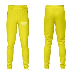Custom Yellow Regular Fit <b>Elastic</b> <b>Waist</b> <b>Trouser</b> Pant Polyester Fleece Sportswear Quick Dry Sizes XS-3XL - Product Image 1