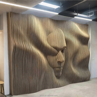 Panneau mural en bois 3D paramétrique M35, sculpture acoustique moderne en bois avec banc intégré pour la décoration commerciale des halls