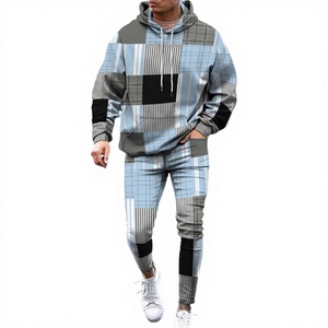 Conjunto de Sudadera con Capucha y Pantalones Deportivos Extra Grandes, Estampados, de Invierno, de Dos Piezas, Cuello con Capucha, 100% Poliéster, Ropa Urbana para Hombre - Product Image 3