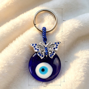 Factory‑Supply Devil Eye Alloy Key Ring Electroplated Blue‑Eyed Charm Pendant Fashion Luggage Accessory Custom Keychain - Product Image 1