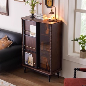 Weihang French Style <b>Solid</b> <b>Wood</b> <b>Bookcase</b> With Glass Doors Display Cabinet For Living Room Storage YS-806 - Product Image 2