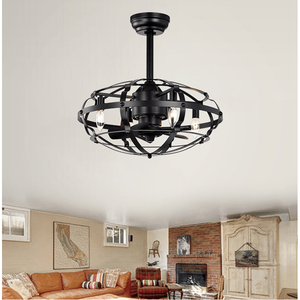 Ventilateur de plafond sans pales noir mat avec éclairage, design industriel 48 pouces pour salon, chambre et cuisine - Product Image 4