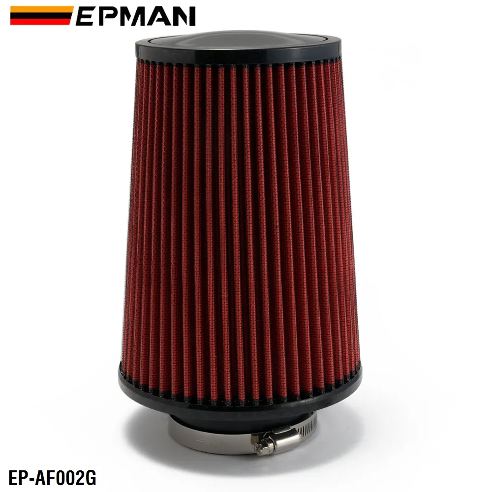 EPMAN 3" 76mm Universal Chrome Inlet Long Ram Cold Intake Round Cone Air Filter 240mm Height EP-AF002G