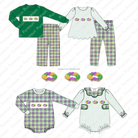 Enfants Mardi Gras Chemise smockée en gros Garçons Cajun Vacances Broderie Vêtements Personnalisés Toddler Boy Polos