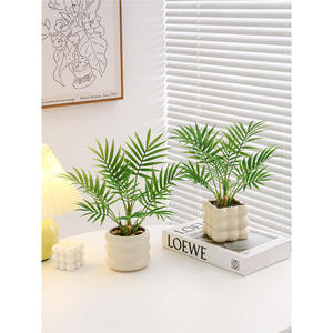 ต้นไม้ประดิษฐ์สีเขียวในกระถางเซรามิก ต้นไม้เงิน ต้นไม้ตกแต่งโต๊ะทำงานในร่ม ใบไม้เสมือนจริง แพ็คหลายชิ้น - Product Image 2