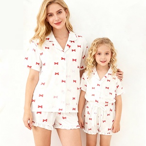Bambù personalizzato estate mamma e io famiglia abbinati abiti per bambine pantaloncini a manica corta Set per bambino e madre - Product Image 1