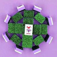 Set Mahjong Amerika 160pcs Sparkle Green Glitter, Warna Ivory di Bagian Depan, Ungu dan Putih di Samping, Hadiah Koleksi untuk Liburan