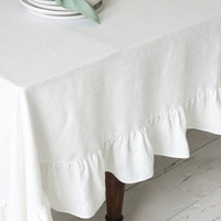 Nappe en lin doux lavé avec des volants en nappe en lin élégant blanc uni en nappe de dîner blanc crème