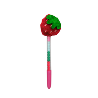 Bolígrafo de Plástico con Diseño de Fresa para Regalo, Punta de Felpa de 0.7mm, Personalizable con Tinta Azul/Negra, para Niños, Estudiantes y Escolares