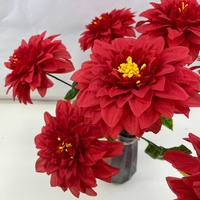 Bunga Dahlia Buatan dari Sutra untuk Dekorasi Vas Pernikahan dan Meja