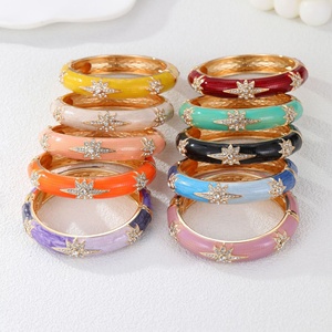 Bracelets à maillons pour femmes, plaqués or émaillé, zircon, design de niche, effet goutte d'huile, plusieurs couleurs, best-seller, en stock - Product Image 2