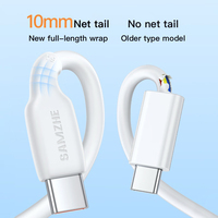 Cable USB-A a Tipo-C SAMZHE PD100W 6A, Cable de Carga Rápida y Transferencia de Datos con Marcador E, USB 2.0, Cable de Carga de PVC Blanco para iPhone