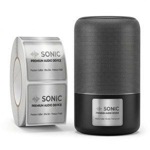 Etiqueta Adhesiva Personalizada para Altavoces Inteligentes, Rollo de Textura Metálica PET Plateada Cepillada - Product Image 2