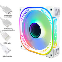 Ventilador de PC Lovingcool de 12 cm, Enfriador de CPU y Ventilador para Caja de PC para Juegos, Marco Blanco y Negro, Ventilador ARGB de 5 V con Luces de Colores