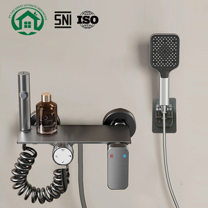 Pano.V Aluminum Bathroom <b>Shower</b> Faucet Brushed Silver Bath Faucet Mixer Tap Wall Mount Rain-Spray <b>Hand</b> <b>Shower</b> Head Set - Product Image 1