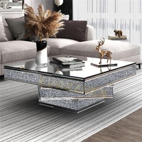 Meubles de salon, table basse de luxe, table basse moderne en verre miroir, table basse en diamant écrasé à vendre