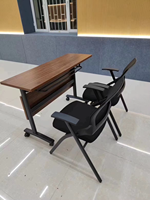 Table de conférence pliante au design moderne, table d'activité mobile, bureau long à assembler, table de formation pliable double avec ensemble de chaises