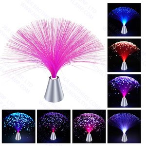 Lámpara de fibra óptica LED de 13 pulgadas, Base de purpurina, iluminación de mesa de cristal relajante nocturna cambiante Multicolor - Product Image 2