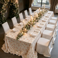 Nappe florale vintage rustique, motif petites fleurs multicolores, pour banquet de mariage, décoration de table de salle à manger