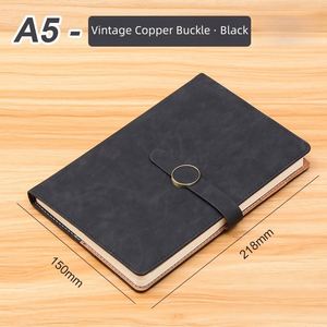 X418 <b>A5</b> Vintage Copper Button Soft <b>Cover</b> Design Thread-bound Binding Business <b>Notebook</b> - Product Image 4