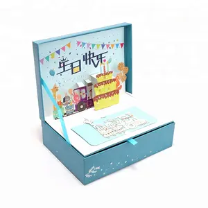 กล่องของขวัญวันเกิดที่กำหนดเองพิเศษกระดาษ3d Pop Upกล่องบรรจุภัณฑ์กระดาษสำหรับการแสดง