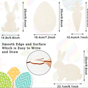 8 Piezas de Madera con Forma de Conejo sin Acabado, Letreros en Forma de Zanahoria, Adornos de Conejo para Pintar, Manualidades Navideñas DIY - Product Image 4
