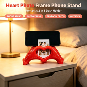 Soporte para Teléfono con Marco de Fotos en Forma de Corazón 2 en 1, Soporte de Escritorio Romántico con Marco de Fotos, Decoración Creativa para Escritorio, Regalo - Product Image 1
