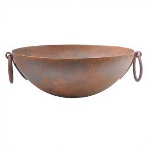 Rustic Garden Firepit Oversize Kadai Bowl With Handles Farmhouse Country Style Vintage Round <b>Fire</b> Pit Bonfire Stand Cheap Price - Product Image 1