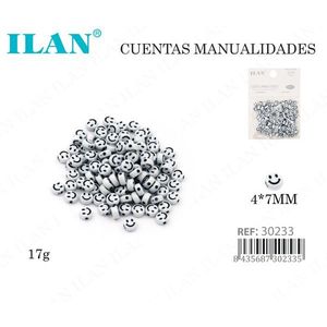 Perline Artigianali Ilan con Faccina Sorridente 4x7mm Base Bianca per Lavori Manuali 17g - Product Image 3