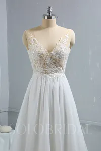 Ivory Illusion Chiffon Beach Wedding Dress