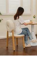 Chaise de salle à manger en bois et laine d'agneau, design moderne, assise moelleuse, pour salon et hôtel, par DISHI Home Furniture