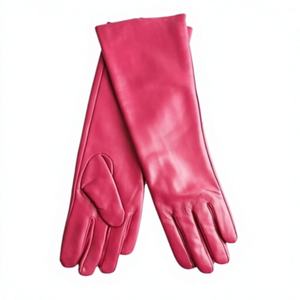 Gants longs d'hiver en cuir de mouton, longueur poignet, compatibles écran tactile, détection de pointe, anti-boulochage, marron/rouge/noir, classiques pour cyclisme et pêche - Product Image 1