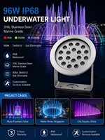 Projecteur LED haute puissance pour piscine, étanche IP68, en acier inoxydable 316L, DMX512, 3500K blanc chaud, AC/DC24V