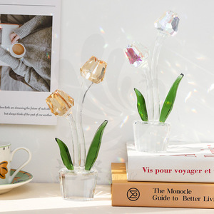 Adorno de Tulipán de Cristal Dazi, Regalo Decorativo de Cristal Artificial para Decoración del Hogar y Escritorio - Product Image 2