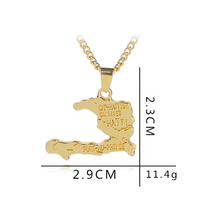 Collier pendentif carte d'Haïti plaqué or 18 carats pour hommes femmes vente en gros