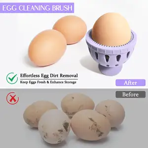 Cepillo pequeño multifuncional de silicona para huevos, práctico depurador reutilizable para limpieza de frutas y huevos frescos y verduras