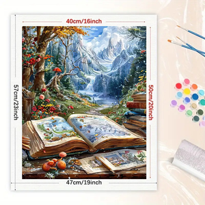 Fantasia 16x20 pollici libro di fiabe per la foresta di pittura da numeri Kit per adulti su tela senza cornice con regalo libro aperto - Product Image 2