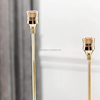 Ensemble de porte-bougies vintage à 3 niveaux en métal doré chromé, porte-bougies coniques longs pour décoration de mariage
