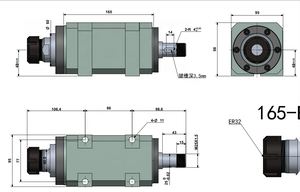 Đầu khoan điện ER32, cụm trục chính ER32, đầu trục chính tiện/phay tốc độ cao 3000~8000 vòng/phút, chống nước, 5 bạc đạn - Product Image 3