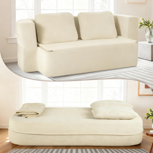 Sofá Cama Convertible Queen de 78 Pulgadas, Modelo Cloud, sin Estructura, con Manta, Tela Scott, Sofá Modular de Dos Plazas, Esponja de Alta Densidad, Sin Necesidad de Ensamblaje - Product Image 1