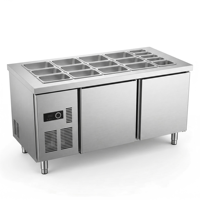 Table de préparation de salades en acier inoxydable 201 à refroidissement direct, réfrigérateur de comptoir pour cuisine de restaurant
