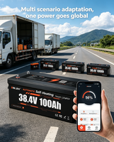 Baterai LiFePO4 Enlzh Marine Grade 38.4V 100Ah Bluetooth dengan Pemanas Otomatis 4000 Siklus untuk Motor Tempel Kapal Nelayan Air Asin