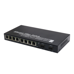 Convertidor de Medios de Fibra Óptica de Venta Caliente de Fábrica, Switch Ethernet de 20KM con 2 SFP + 8 RJ45, Switch de Red - Product Image 1