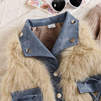 Nouvel ensemble trois pièces transfrontalier pour filles : gilet en jean à fausse fourrure, pull tricoté et jupe – Style Europe & Amérique, collection automne-hiver